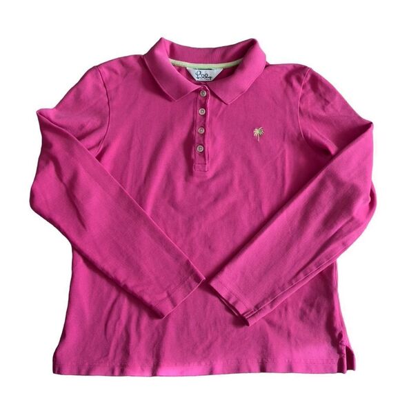 LILLY PULITZER Pink Collared Long Sleeve Polo Shirt Size MEDIUM - Picture 1 of 11